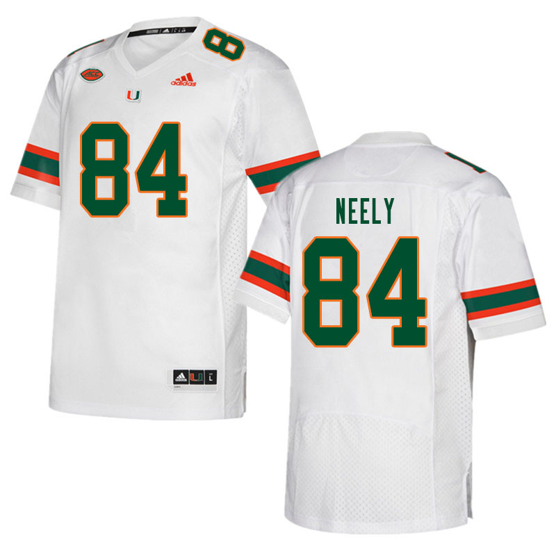 Men #84 Josh Neely Miami Hurricanes College Football Jerseys Sale-White